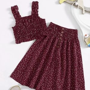 Matching polka dot summer set.